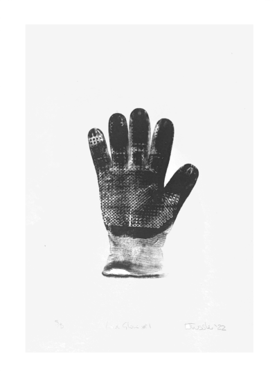 Relief print of a workmans glove